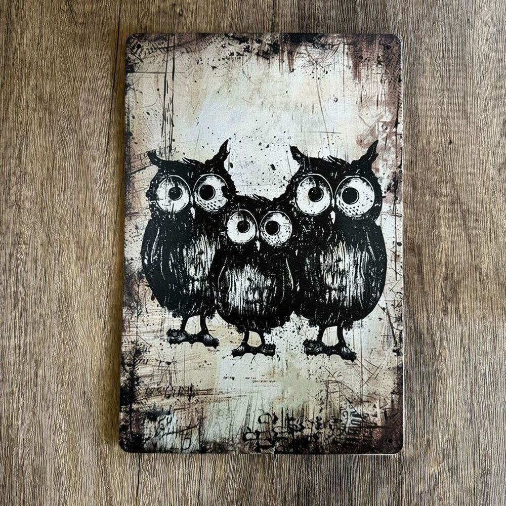 Owls Metal Sign Home Decor Barn Owls Boho Wall Art NEW FAST SHIP